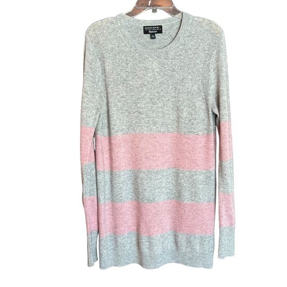 New Banana Republic Filpucci Gray & Pink Merino Wool Blend Tunic Sweater Medium - Picture 3 of 11